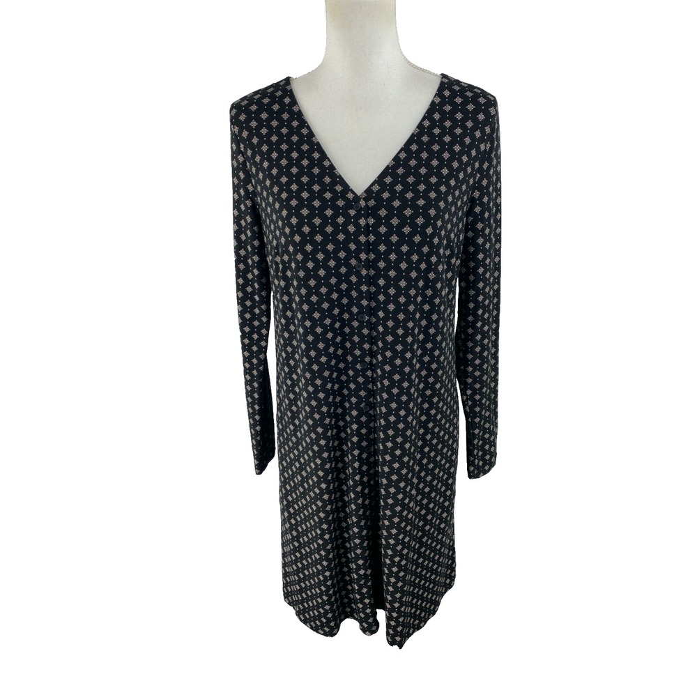 Garnet Hill Womens S Phoebe Button Front Knit Dress Tencel A-Line Pockets